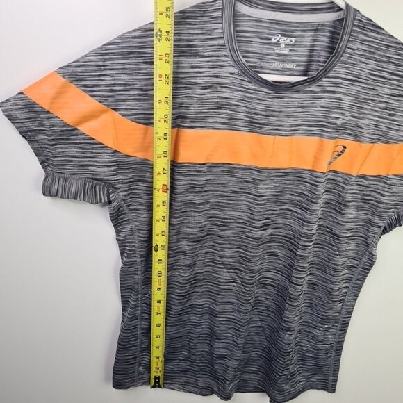 Asics Men’s Performance T-Shirt Gray Stripe Orange Panel Athletic Top Size L - Picture 7 of 7